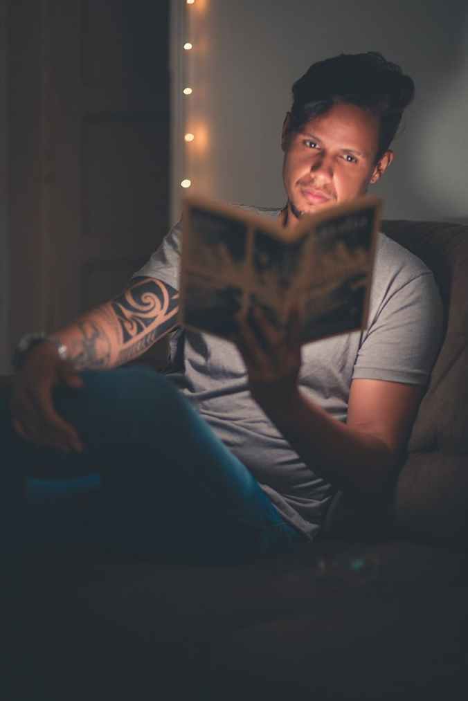 man reading a book